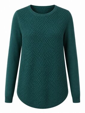 LETY & ME | Hunter Green Textured Knit Faux Suede Elbow Patch Sweater | XL